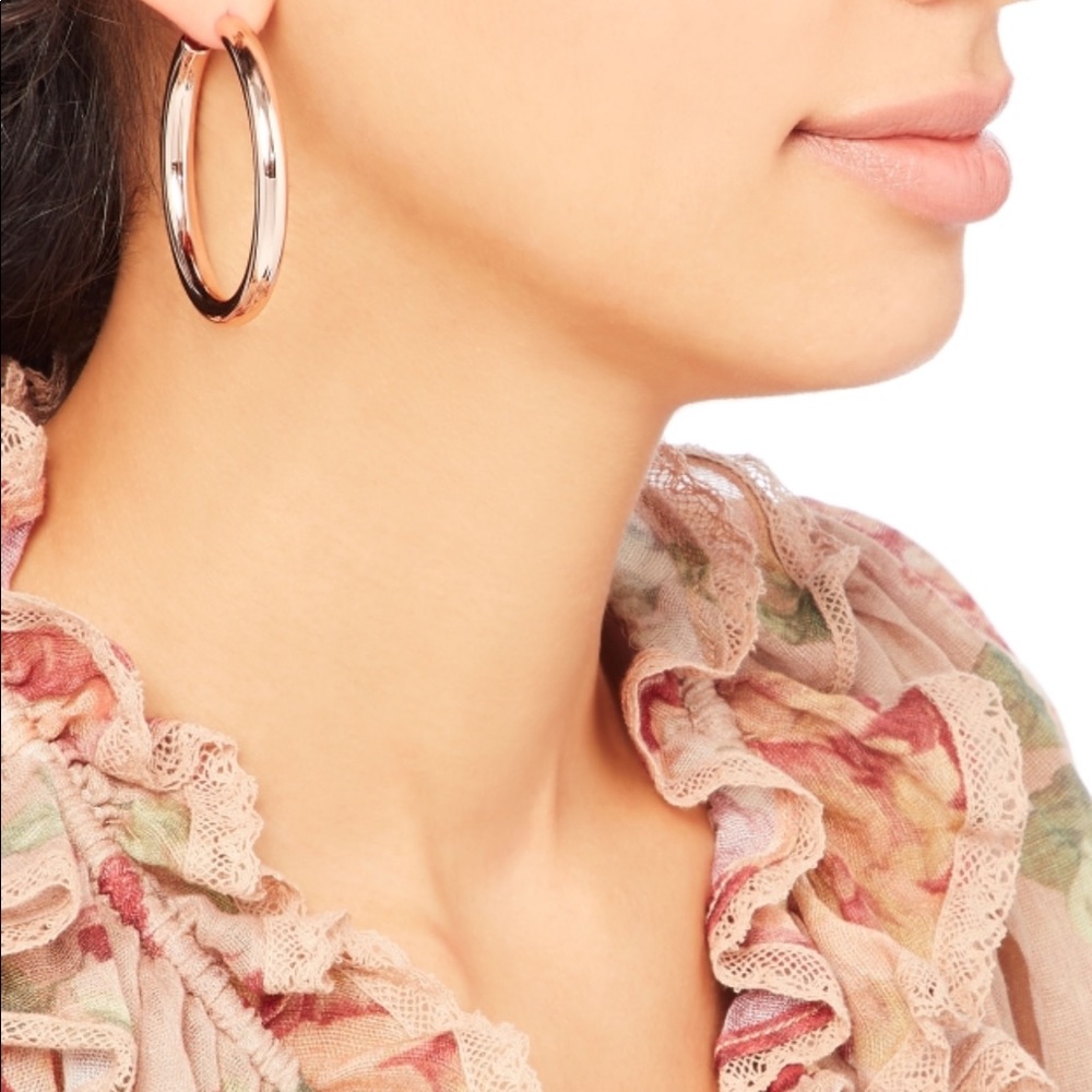 Melanie Auld rose gold modern hoops